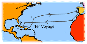 Colomb part donc avec trois navires et 90 membres d'&eacute;quipage de Palos le 3 ao&ucirc;t 1492.